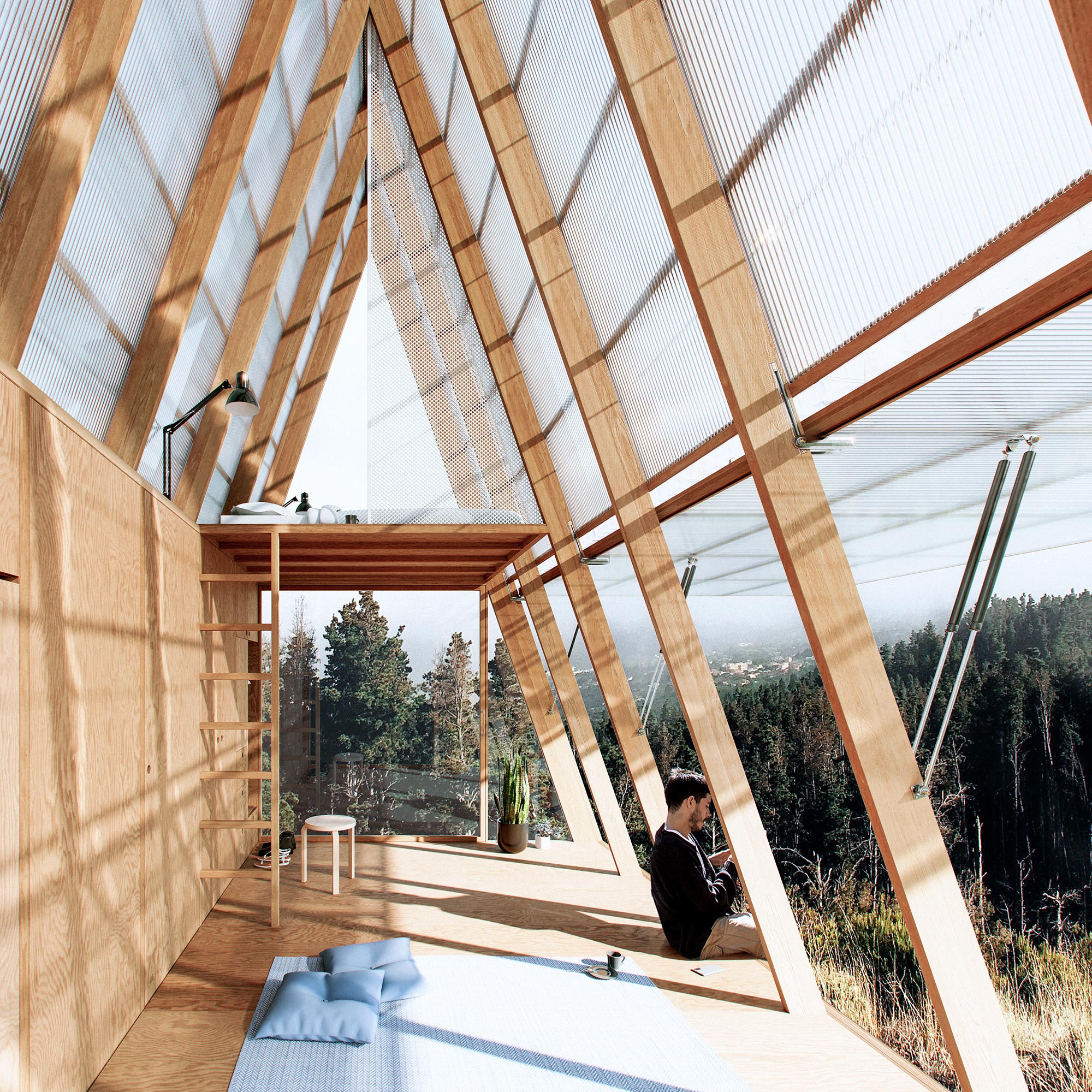 cabin design for a yoga retreat in vale de moses